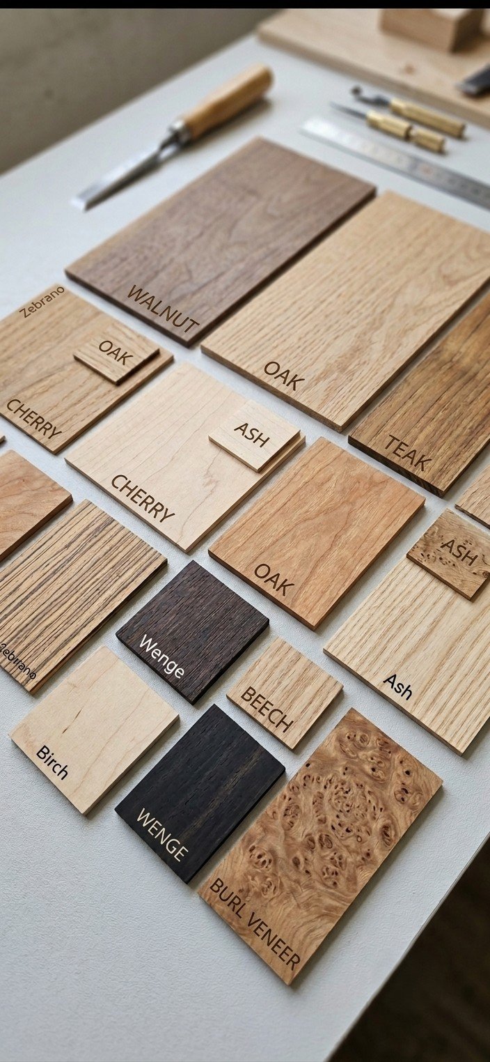 Wood veneer selection — various species and grain directions