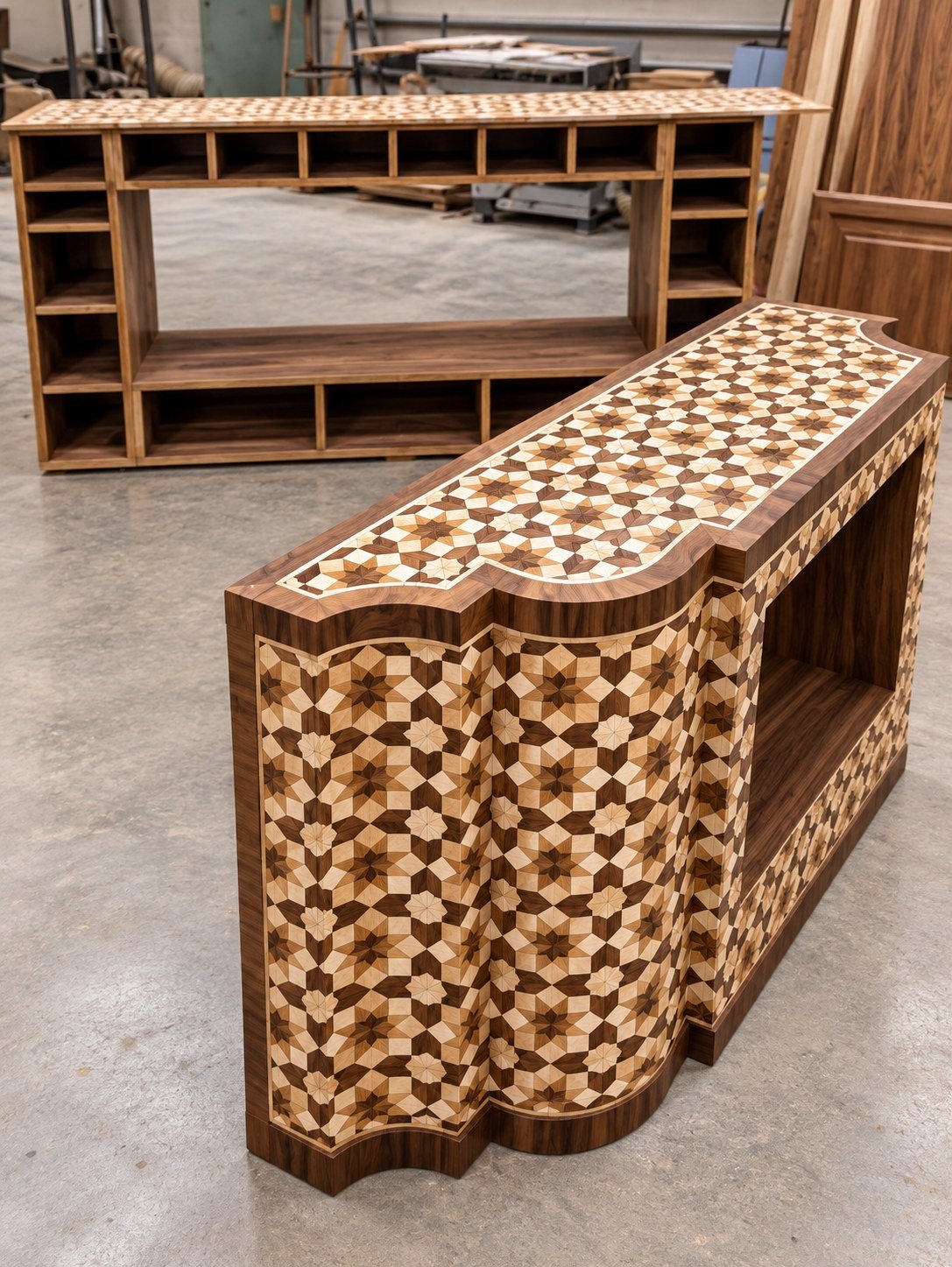 Consolle con intarsio geometrico (immagine migliorata)