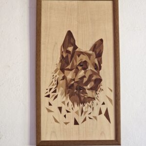 German Shepherd – Handmade Marquetry Portrait (Wood Mosaic Art)