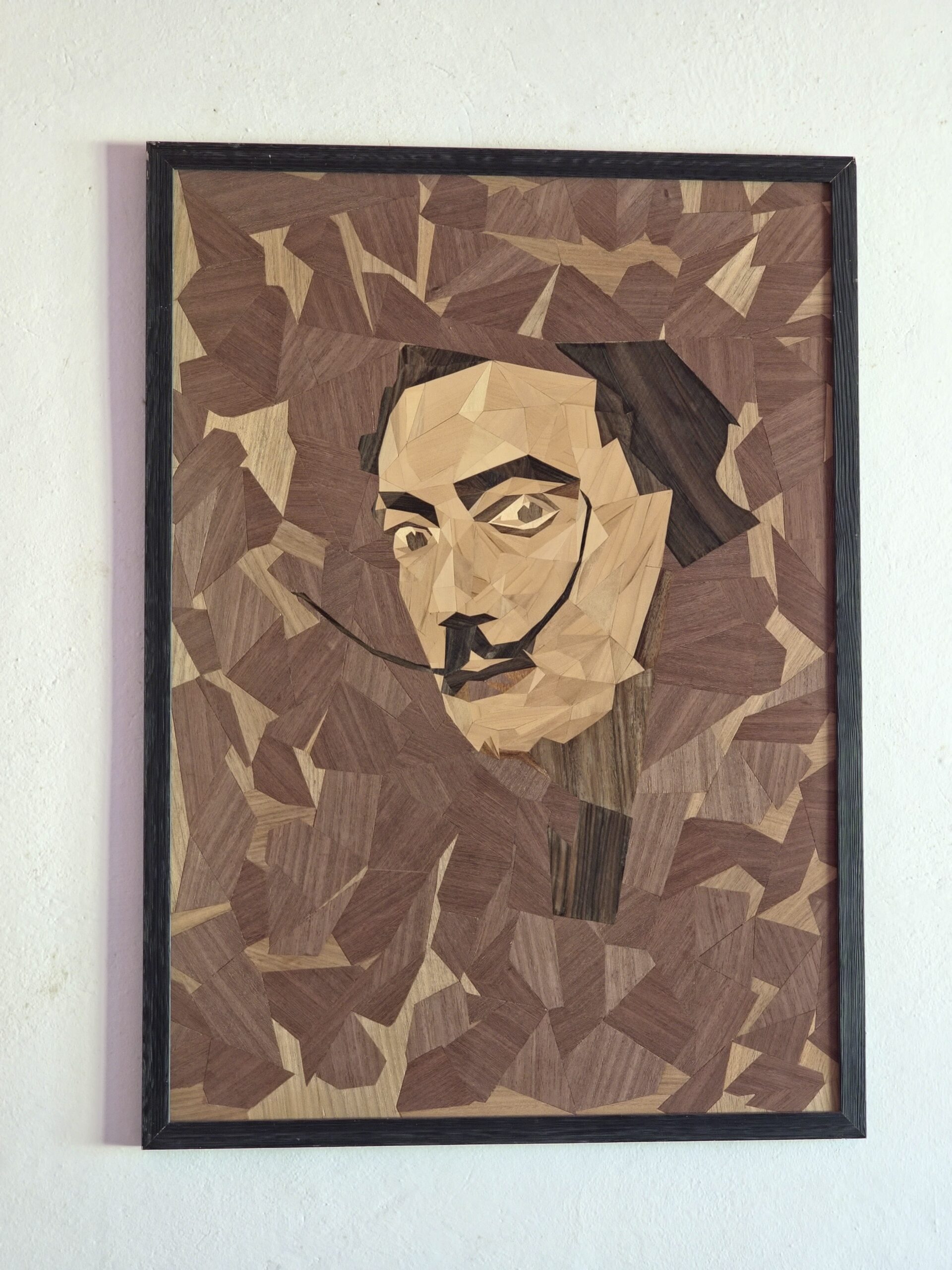 Salvador Dalí – Handmade Marquetry Portrait (Wood Mosaic Art)