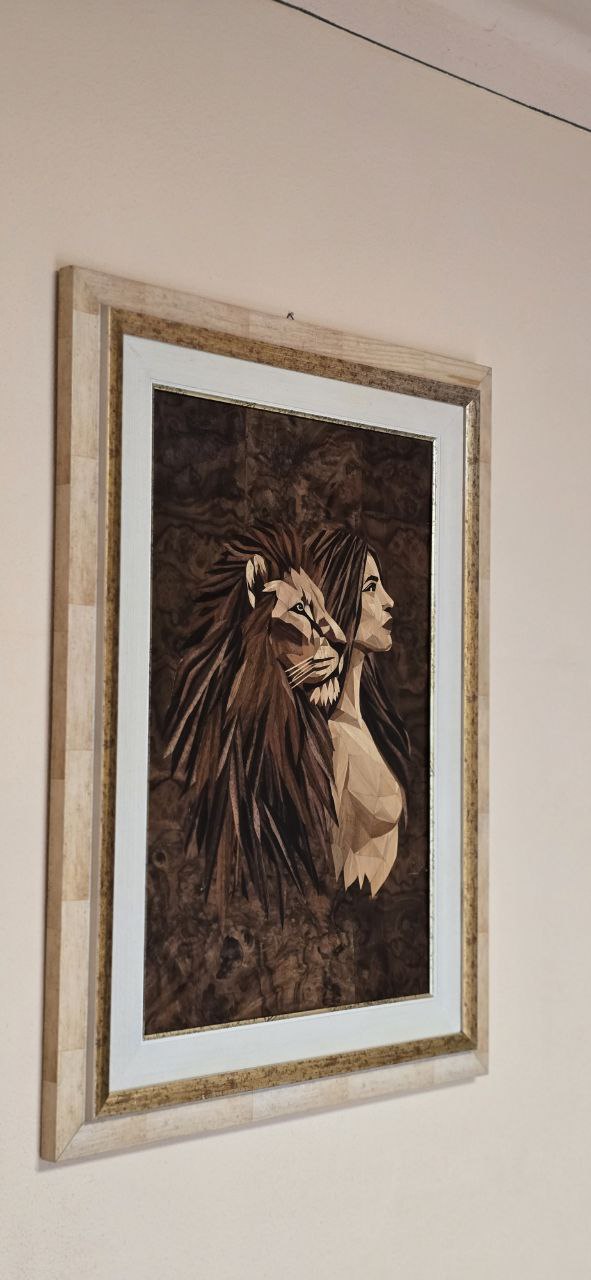 Creating the Lion and Woman Marquetry Portrait | 405-Piece Handmade Wood Art
